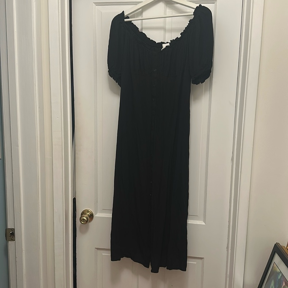H&M Black Midi Short Sleeved Dress Size US L EUC